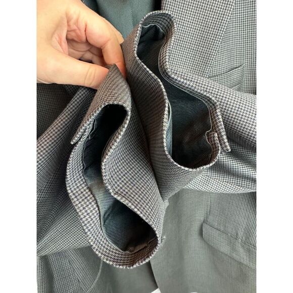 STAFFORD gray check houndstooth 100% wool mens suit jacket size 44R - Picture 6 of 13